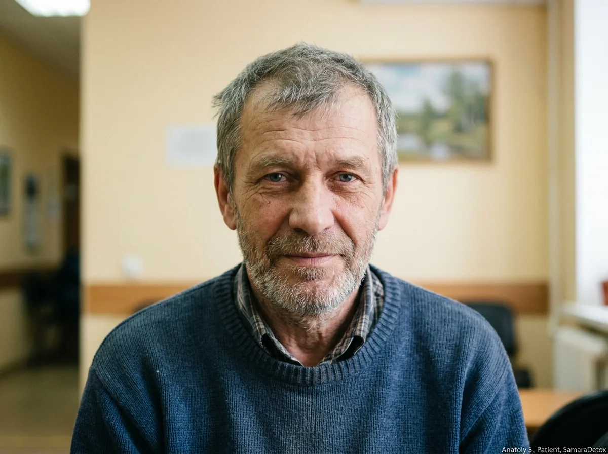 Аватар Анатолия С., пациент наркологической клиники СамараДетокс, мужчина около 57 лет